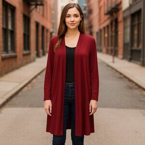 NWT Lane Bryant Burgundy Waterfall Cardigan Size 34/36